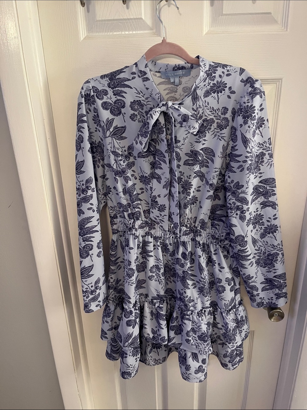 Floral Tie-Neck Ruffle Dress
